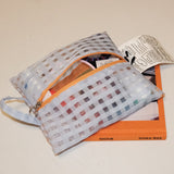 Glossy Cross Stripes Basic Pouch (Sky Orange)
