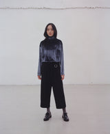 HOUNDS-TOOTH VELVET TURTLE-NECK TEE (Charcoal) / ハウンドトゥースベルベットタートルネックTシャツ