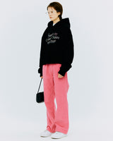 スタンドバイタイポクロップフーディ/STAND BY TYPO CROP HOODIE-BLACK