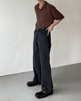 AT cornerヘアリーVネック半袖襟付きニット/ AT corner Hairley V-collar Knitwear (3 colors)
