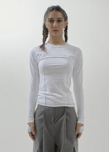 スティッチロングTシャツ　ホワイト