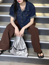 Shaket Glossy Metal Glossy String Backpack