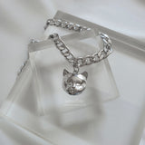 Melbie The Cat Series - Cat face Bold Chain Choker Necklace (Silver ver.) (Rapper Lee Youngji Necklace)
