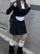 スクールルックシャツカーディガンレイヤードセット / School Look Shirt Cardigan Layered Set