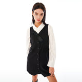 Ribbon Vest One-piece [Black]