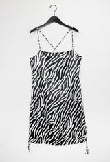 サテンゼブラシャーリングドレス/Satin Zebra Shirring Dress (2color)