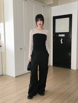 ミンカバッグリボンシャーリングピンタックコットンカーゴパンツ