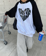 ハートラグランオーバーフードTシャツ/No.9674 heart raglan over hood T (3color)