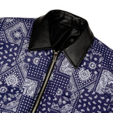 [UNISEX] `CUL` Reversible Leather and Paisley Bomber Jacket (Navy) (6656426606710)