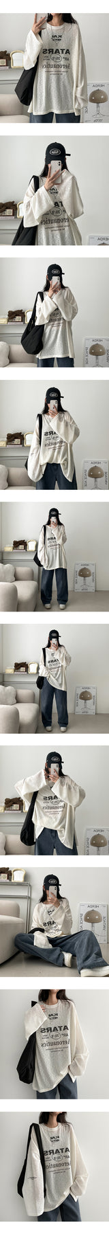 シースルートラ長袖ニットTシャツ