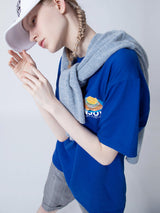ハンバーガーTシャツ/[ENJOY YOUR MEAL] HAMBURGER 1/2 T-SHIRT_BLUE