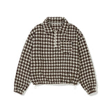 Overfit Hound Tooth Knit Anorak [BROWN] (6618837352566)