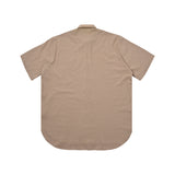 [UNISEX] Logo Applique Linen-Blend Baseball Shirt (Camel)