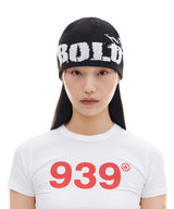 BOLD UNCUFFED BEANIE (BLACK)