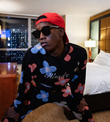 フラワーパターンスウェットシャツ / Flower pattern sweatshirt (4583578566774)