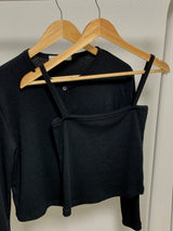 メープルスリムカーディガンノースリーブセット / Maple Slim Cardigan Sleeveless Set (3 colors)