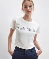 NICOLE PINTUCK CROP TEE_BLACK