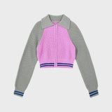 TROPICAL ZIP-UP SHORT CARDIGAN_PINK
