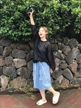 スラッシュデニムハーフパンツ