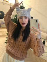 Siamese boucle beanie 
