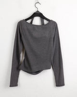 ペンネ 起毛ストラップシャーリングスクエアネックTシャツ