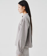 NO COLLAR CROPED JACKET (GRAY) / SET-UP