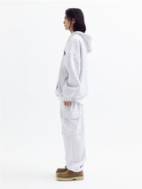 スーパーノーマルバルーンオーバーフリースフーディー( White Melange)