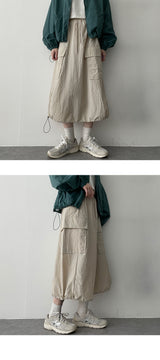 トップTシャツナイロンストリングロングスカート / Top T-shirt nylon string long skirt