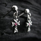 シャイニークロスD2ルビーシルバーイヤリング / Shiny Cross-D2 Ruby silver earring (4595515654262)