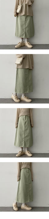 Meat pastel washing cotton long skirt