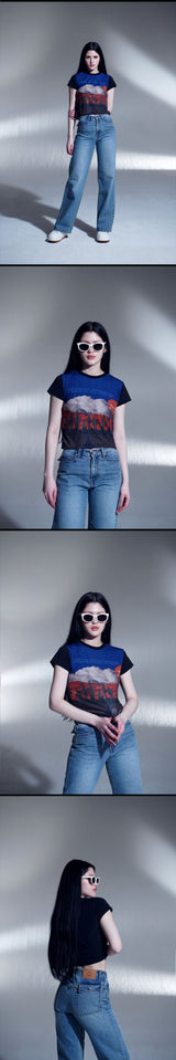 砂漠グラフィッククロップTシャツ /  DESERT GRAPHIC CROP T-SHIRTS