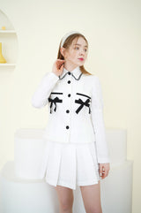 ツイードパールカチューシャ/tweed pearl hairband white