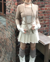 ハイウエストカッティングダメージプリーツスカート