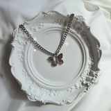Silver Butterfly Chain Choker Necklace