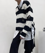 ストライプクロップドニット/SK Striped Cropped Knitwear (2 colors)