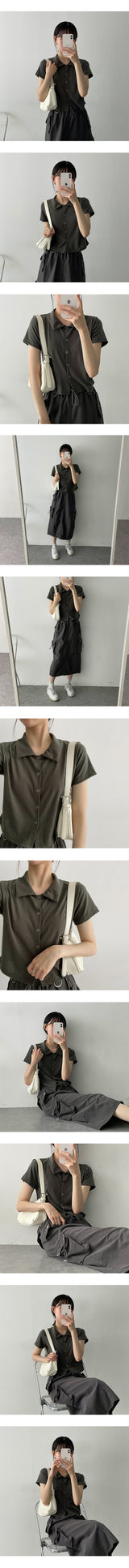 コイススナップカラー半袖Tシャツ / KOIS Snap Collar Short Sleeve Tee
