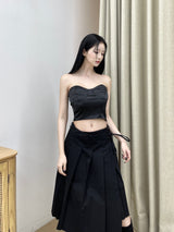 ベターラップアンバランスロングプリーツスカ－ト/797. Better wrap unbal long pleats sk (2color)