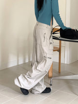 ケーズY2Kグレーポケットカーゴコットンパンツ/Keds Y2K Gray Pocket Cargo Cotton Pants