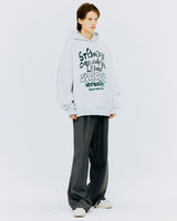 オーバーサイズタイポフーディー/OVER SIZE TYPO HOODIE-WHITE MELANGE