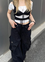 レイヤードストラップホールリボントップ / Layered Strap Hole Ribbon Top