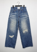 ローライズパッチデニムズボン/low-rise patch denim trousers