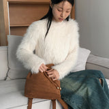 Boot string suede velvet backpack