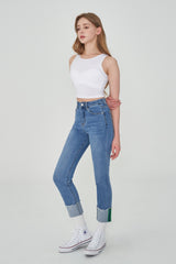 CLASS:y ストレートフィットロールアップハイスパンデックスジーンズ/CLASS:y STRAIGHT FIT ROLL UP HIGH SPANDEX JEAN [6865]