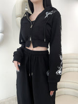 ハートクロップフードジップアップ/[High quality] 847. Heart crop hood zip up (2color)