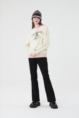 チェリーケーキグラフィックポイントスウェットシャツ／CHERRY CAKE GRAPHIC RIB POINT SWEATSHIRT [IVORY]
