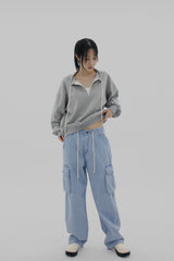 ストリグハーフジップアップスウェットシャツ/String Half Zip Up Sweatshirt (3color)