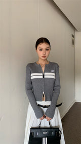 double zip knit cardigan
