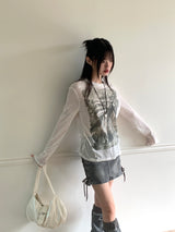 Regent Ribbon Smudging Long Sleeve T-Shirt