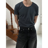 [MUSCLE FIT] Golgi u neck half t-shirts(4color)