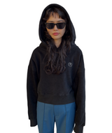 プリントクロップドフーディ / Print Cropped Hoodie-BLACK
